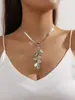 Collar de Borlas de Perlas de Imitación Estilo Corte Barroco Nuevo Transfronterizo Europeo y Americano Collar Plano de Hueso de Serpiente Geométrico Retro