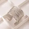Pulseira Exagerada de Aba Larga com Textura de Diamante Estilo Étnico Boêmio, Pulseira de Linha de Metal de Luxo Acessível de Nicho