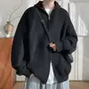 Jaqueta de tricô com capuz e zíper duplo de alta qualidade para outono e inverno, 800g, cardigã suéter plus size, disponível em preto e cinza