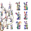 Figura de Coelho Colorida Fofa Conjunto Pastoral de Páscoa Decorativo de 24 Peças Novo Pendurado Interno Transfronteiriço Peça Única de Madeira