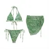 Traje de Banho Feminino 2023 Sexy Alça Ins Biquíni Três Peças Dividido Três Pontos Seio Pequeno Resort Fonte Termal Traje de Banho