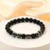 Pulseira de vidro de ágata preta fosca transfronteiriça hip-hop personalidade tendência pulseira de contas energia feminina joias de yoga atacado