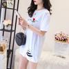 D143 Camiseta de Largo Medio Rota para Mujer Verano 2025 Nueva de Manga Corta Ins Trendy Estilo Coreano Suelta Manga Media Top Camiseta