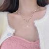 Japonês e coreano ins simples amor borboleta colar para as mulheres luz de luxo nicho design clavícula cadeia Colar de pérolas estilo frio para as mulheres