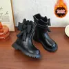 Botas de Cuero para Niñas Estilo Otoño/Invierno Botas Dulces de Princesa con Lazos Calidez de Terciopelo Plus Botas Martin para Niños Suela Suave Antideslizantes Botas Cortas