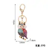 Llavero de búho colorido con diamantes para coche, metal, elegante, lindo, colgante para bolso de mujer, llavero, pequeño regalo