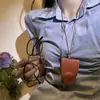 Collar Largo de Cuero de Corea del Sur Accesorios Colgantes para Bolsos Ins Collar para Mujer Succión Magnética Portátil Bolsa para Gafas Diseño de Nicho