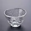 Vidrio resistente al calor soplado a mano textura de patrón de martillo sala de té casera juego de té japonés Kung Fu hecho a mano taza de degustación