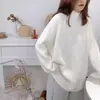 Suéter de Maternidade Jingqi Outono e Inverno Novo Camisa de Base Gola Alta Meia Gola Solto Tamanho Grande Top de Tricô Quente para Mulheres
