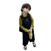 Conjunto Informal Coreano para Niñas de Primavera y Otoño Conjunto Elegante con Pantalón de Mezclilla para Niña Pequeña Conjunto Versátil de Moda de Tres Piezas