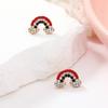 Pendientes de verano nuevos, frescos, pequeños, elegantes y combinables, de moda, estilo coreano, sencillos y exquisitos, con diamantes de arcoíris.