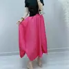 Falda de verano para mujer estilo Miyake con textura de sarga, corte holgado irregular, efecto adelgazante, dobladillo ancho, falda tulipán, falda de línea A
