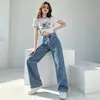 Jeans de Pierna Ancha Transfronterizos para Mujer, Tiro Alto, Nuevo Estilo Primavera y Otoño 2026, Corte Rectoholgado, Caída Suave, Adelgazantes, Versátiles, Pantalones Largos Estilo Ins
