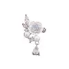 Brincos de Pressão Flor de Camélia Coloridos para Mulheres, Estilo Chanel Doce e Delicado Gota d'Água Zircônia Pérola Ear Cuffs