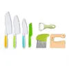 Juego de Cocina de Juguete para Niños Plástico Seguro Cuchillo para Cortar Frutas Cuchillo Pelador Tabla de Cortar Set de Enseñanza de Suplementos Alimenticios para Niños