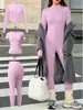 Conjunto de tres piezas chaqueta con cremallera cepillada por ambos lados manga corta pantalones largos de yoga de cintura alta que levantan el trasero ropa de fitness para mujer sensación de piel desnuda ajustados