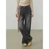 Otoño 2026 Tendencia Nuevo Retro Negro-Gris Pierna Ancha Rectos Cintura Baja Jeans Mujer Americano Holgado Versátil Pantalones