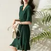 Vestido de Seda Pesada de Lunares, Ropa de Mujer de Seda de Hangzhou, Nuevo Vestido de Seda de Verano de Longitud Media 2026