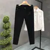 Calça Jeans Branca Masculina 2025 Verão Nova Moda Europeia Simples Skinny Slim-fit All-match Calça Casual de Rede