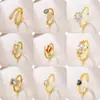 Nuevo Famoso de Internet Más Vendido Anillo Abierto Creativo de Personalidad Multiestilo para Mujeres Diseño Pequeño Exquisito Chapado en Oro Circonita Joyería de Mano