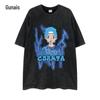A marca de moda Amazon LAZADA lavou camiseta masculina de manga curta ebay folgada street style Ruan bonito em top