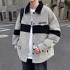 2025 Nova Jaqueta Juvenil de Primavera e Outono Jaqueta Masculina Estilo Hong Kong Solta Casual High-End Jaqueta com Lapela Roupas Masculinas