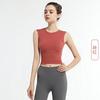 Colete Esportivo Moda Sexy Cor Sólida Primavera e Verão Transfronteiriço para Mulheres Top de Corrida Elástico Estilo Colete de Academia Roupa de Yoga