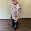 Camiseta de Manga Corta con Diseño de Rayas de Color Contrastante y Bolsillo para Hombre y Mujer, Verano Estilo Retro Americano Perezoso Versátil Casual