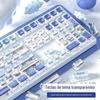 Pudim de leite de pele dupla PBT sublimação personalidade desenho animado lateral transparente cristal transparente teclado mecânico keycap altura ASA