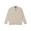 Suéter Masculino Henley Tendência Retro Americana Outono Inverno High-End Casual Simples Versátil Tricô Color Block