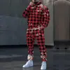 Conjunto de moletom com capuz 3D masculino de caimento solto para outono e inverno, estampa de Natal, conjunto esportivo de duas peças, estilo moderno de exportação transfronteiriça