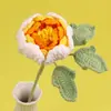 Decoraciones de flor de peonía tejidas a mano con hilo, flores artificiales como regalos para amigos y mejores amigas, flores tejidas