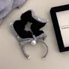 Lazo de perla banda para el pelo de intestino grueso borde de punto de color contrastante cuerda para el pelo banda elástica alta cubierta de cuero duradera accesorios para la cabeza de niña