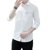 Nova Camisa de Manga Três Quartos 2025 para Homens, Camisa Estilosa Versátil de Verão, Versão Coreana Moderna, Estilo de Hong Kong, Estilo Japonês, Atacado Transfronteiriço