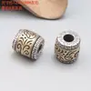 Plata de ley S925 moneda seis palabras mantra Diamante mortero barril cuentas colgante vintage desgastado DIY material de cuentas hecho a mano