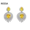 Pendientes Retro Europeos y Americanos de Plata S925 Corte Flor de Hielo Zirconia Colorida 3A Forma de Flor Exagerada de Industria Pesada con Borla Personalizado de Fábrica