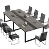Mesa de conferencias de oficina, mesa larga simple y moderna, combinación de escritorio y silla de oficina, banco de trabajo de capacitación para empleados, mesa de negociación