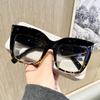 Montura de gafas cuadrada de ojo de gato con remaches, espejo plano, estilo cibernético, popular en Europa y América, personalizada, antiluz azul, 2024
