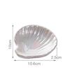 Bandeja de Cerâmica Nórdica em Forma de Concha para Joias Esmalte Perolado Porta-Anéis Prato de Armazenamento Ornamento de Mesa para Banheiro e Casa Porcelana Branca