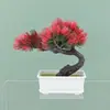 Planta Verde Artificial en Maceta Pequeña Planta Falsa Eucalipto Flor Artificial Bonsái Muebles para Sala de Estar Decoraciones de Escritorio Adornos