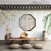 Papel de parede de telhado tridimensional 3D de construção huipai chinesa clássica Mural de parede de tijolo verde de parede vermelha restaurante sala privada loja de hot pot tecido de parede