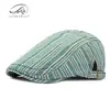 Boina Minimalista Retro de Rayas Estilo Japonés para Mujer, Gorra con Visera Retro Británica para Hombre, Gorro Artístico de Pintor Juvenil