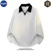 Sudadera con Capucha de Punto de Dos Piezas Falsas de Alta Calidad Marca NASA para Hombre Moda Otoñal Casual Holgada