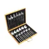 Conjunto de talheres Amazon Portugal para 24 pessoas em caixa de presente de madeira dourada, conjunto de quatro peças de talheres de aço inoxidável