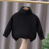 [En Stock] Suéter Infantil 2025 Nuevo Terciopelo Engrosado Niños Invierno Cuello Alto Color Sólido Tejido Superior Niños