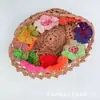 Gorro de Ganchillo Hecho a Mano con Flor en la Punta para Mujer, Versátil para Compras, Gorro de Lana Hueco, Gorro de Punto de Algodón de Color Degradado