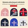 Chapéus de Lã Tricotados da Moda Europeia e Americana de E-Commerce Transfronteiriço Mais Vendidos com Design de Cruz Jacquard para Homens e Mulheres Chapéus Pulôver de Inverno