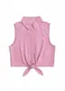 Camiseta de Verano Fina sin Mangas Protectora del Sol para Mujer, Corte Holgado con Detalle de Nudo, Top sin Mangas de Moda