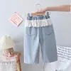 Ropa de Invierno para Niñas, Jeans con Empalme de Encaje, Pantalones Anchos para Niños con Forro de Felpa y Engrosados, Pantalones Largos para Bebé Niña, Modernos