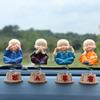 Creativos Adornos para Coche de Cuatro Monjes Pequeños Adornos de Resina de Buda Zen Adornos para Bonsái Monje Balanceándose Sombreros de Paja y